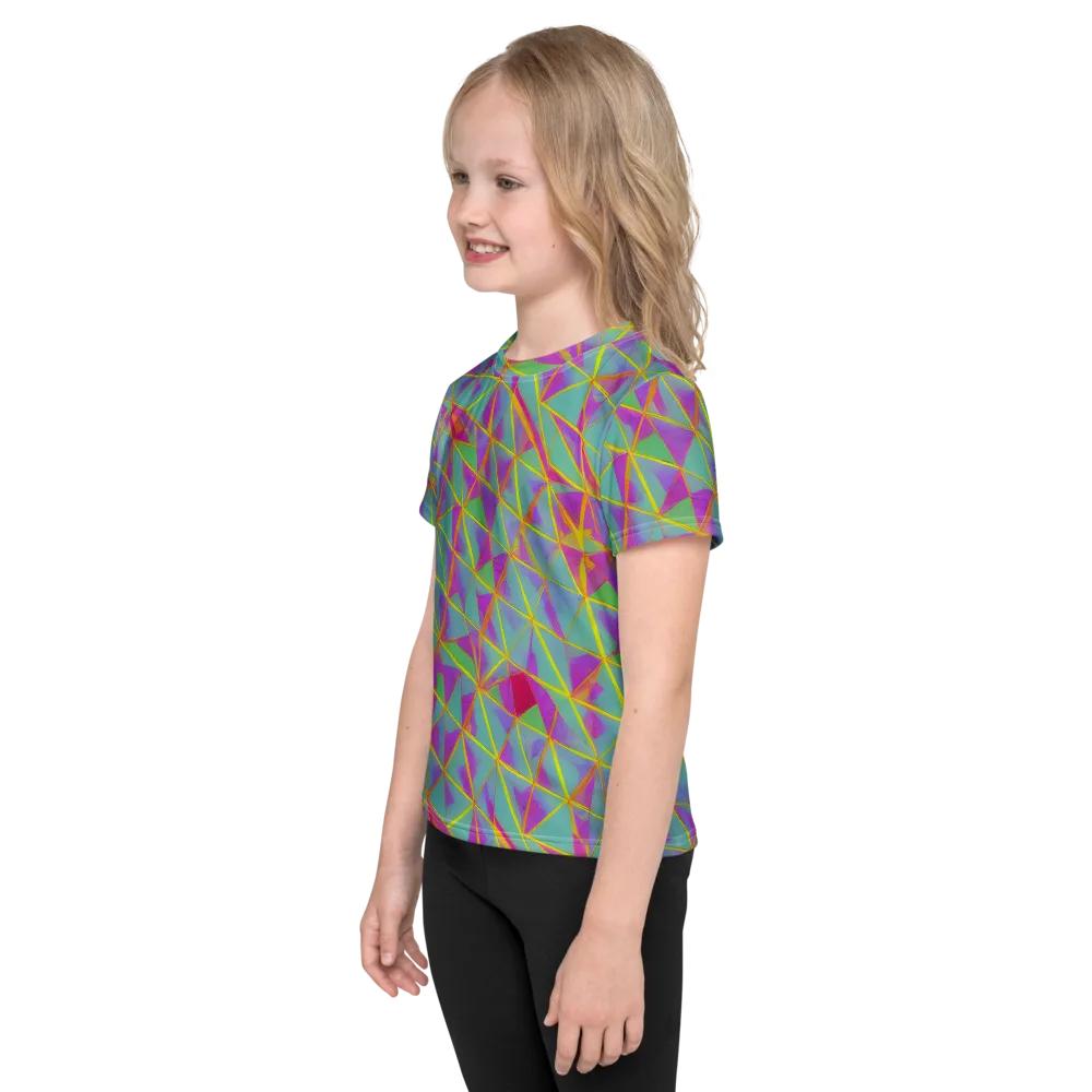 Prismatic Pulse on Kids Crew Neck T-Shirt — Left