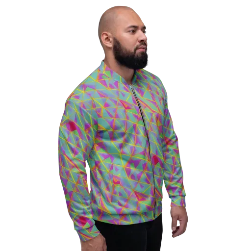 Prismatic Pulse on a Bomber Jacket