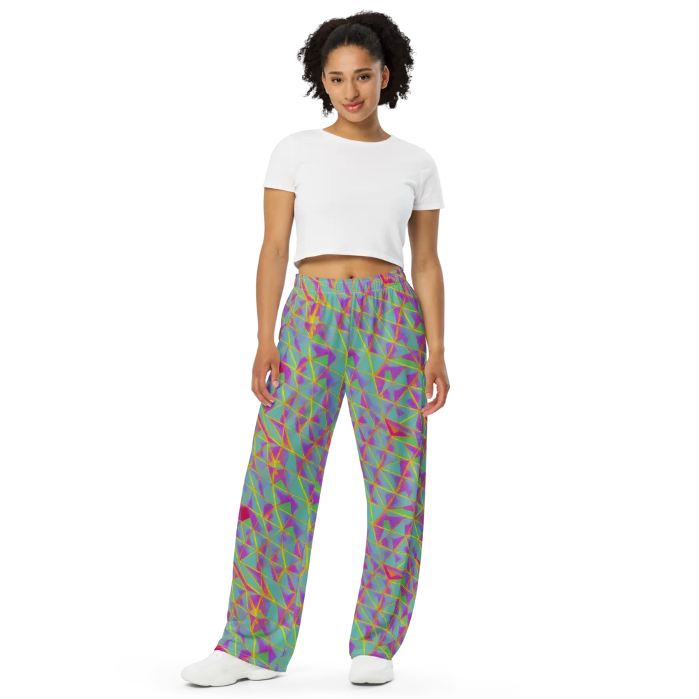 Prismatic Pulse on Wide-Leg Pants — Front