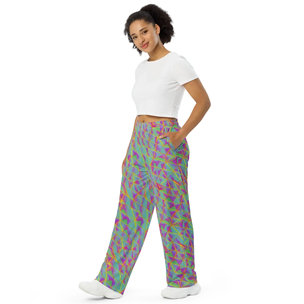 Prismatic Pulse on Wide-Leg Pants — Left Front