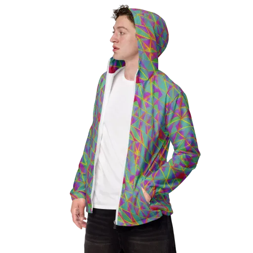 Prismatic Pulse on a Men's Windbreaker