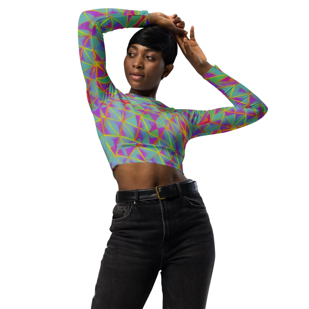 Prismatic Pulse on Long Sleeve Crop Top — Front