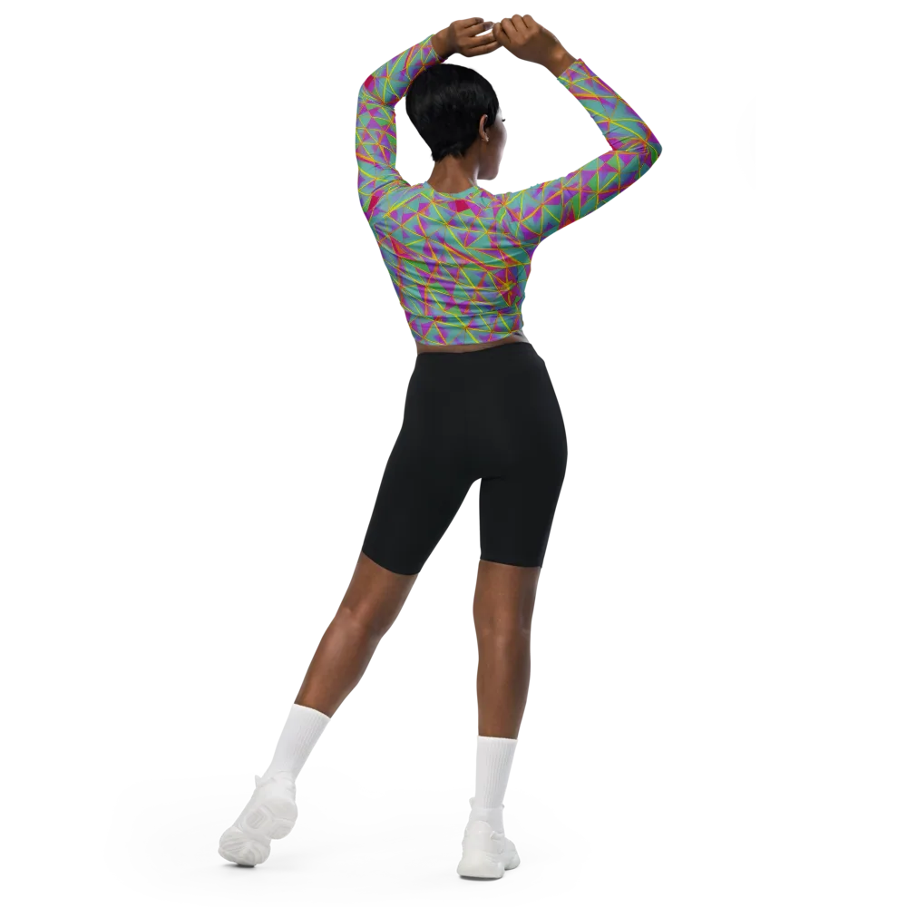 Prismatic Pulse on Long Sleeve Crop Top — Back