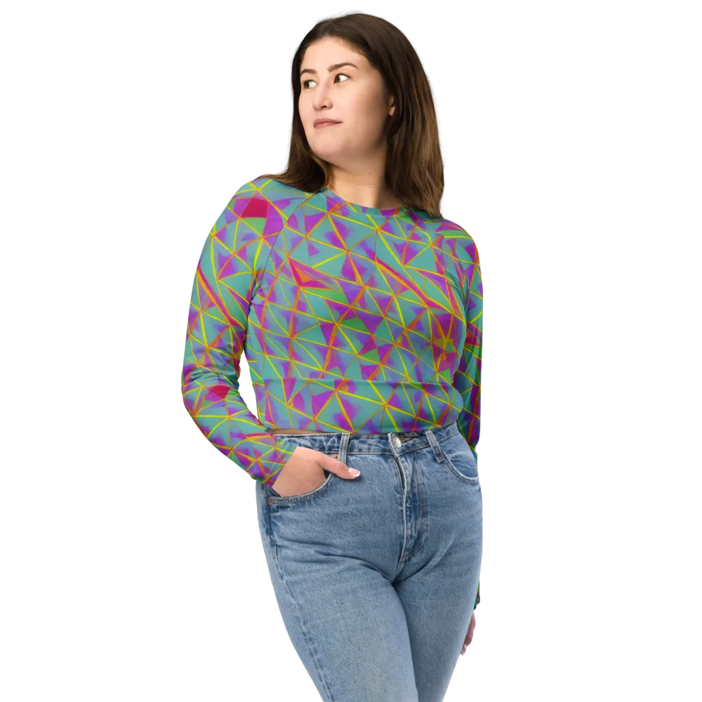Prismatic Pulse on Long Sleeve Crop Top — Front