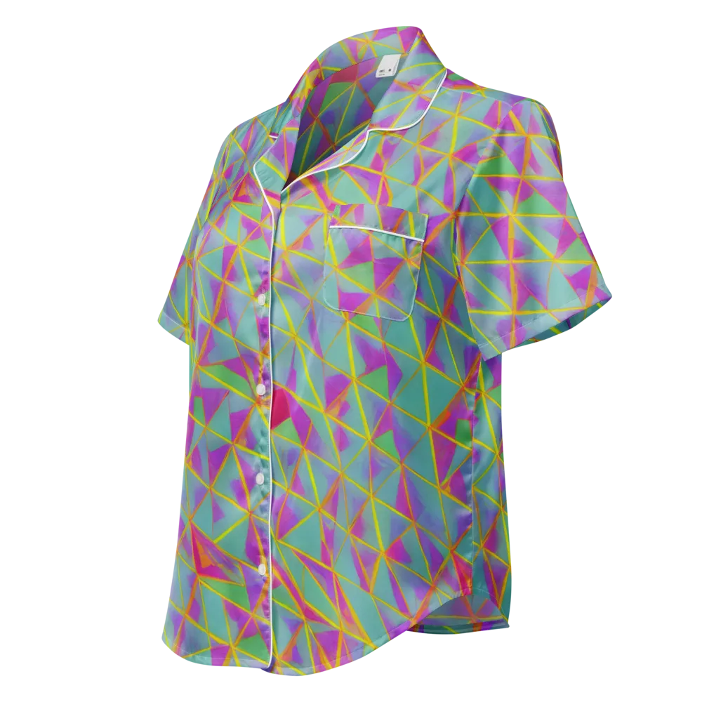 Prismatic Pulse on Women's Short Sleeve Pajama Top — Left Front