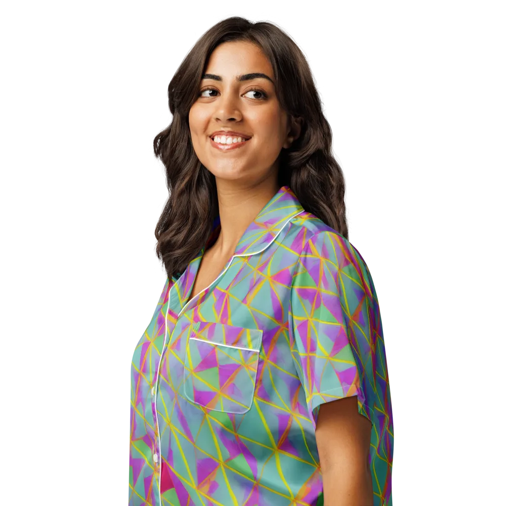 Prismatic Pulse on Women's Short Sleeve Pajama Top — Left Front