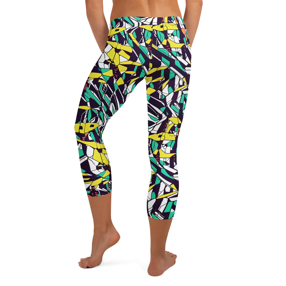 Electric Shards on Capri Leggings — Back