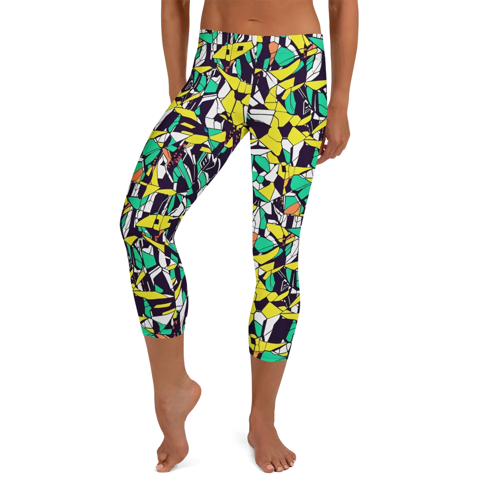 Electric Shards on Capri Leggings — Front