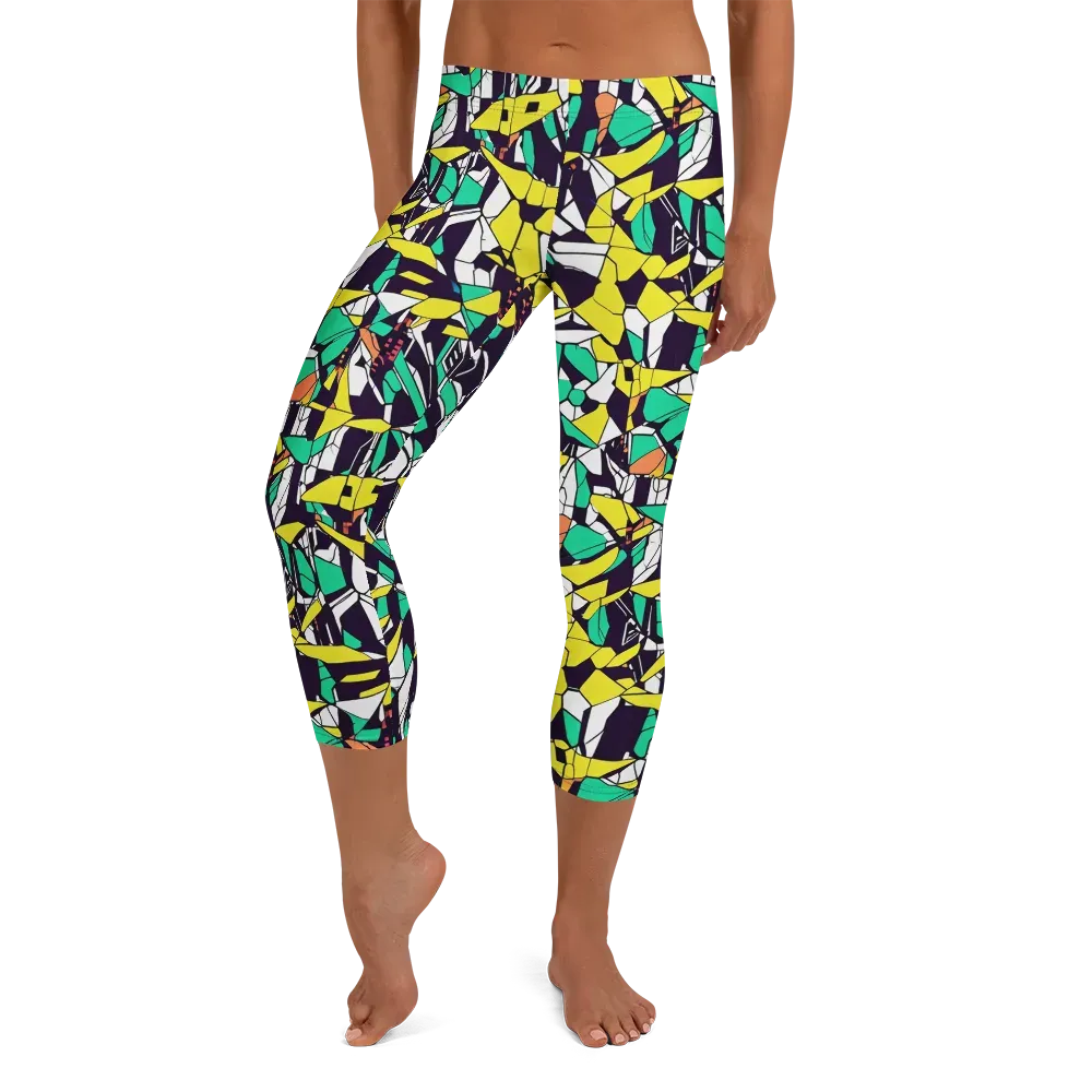 Electric Shards on Capri Leggings — Front