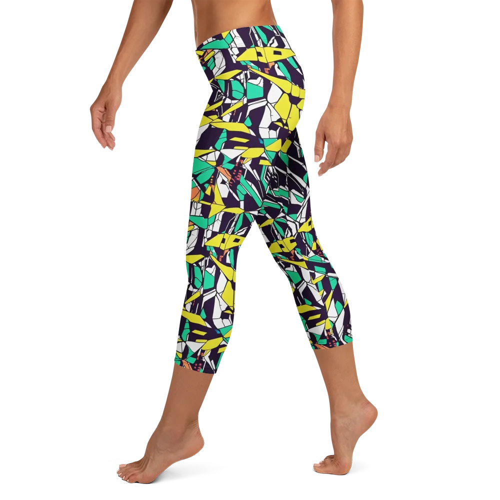 Electric Shards on Capri Leggings — Left