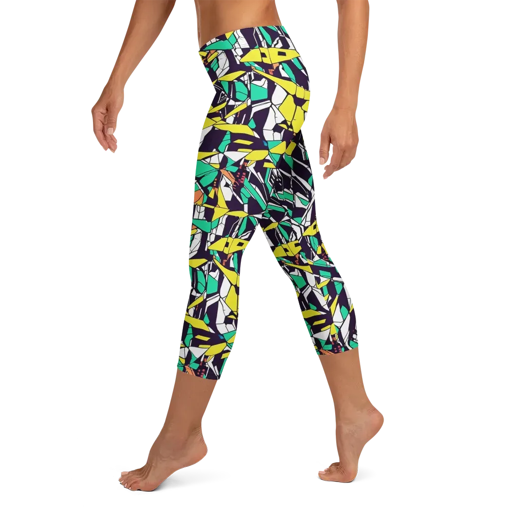Electric Shards on Capri Leggings — Left