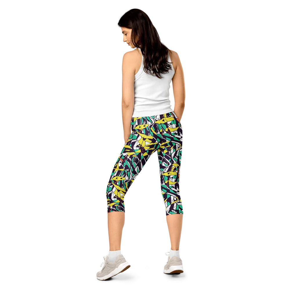 Electric Shards on Capri Leggings — Back