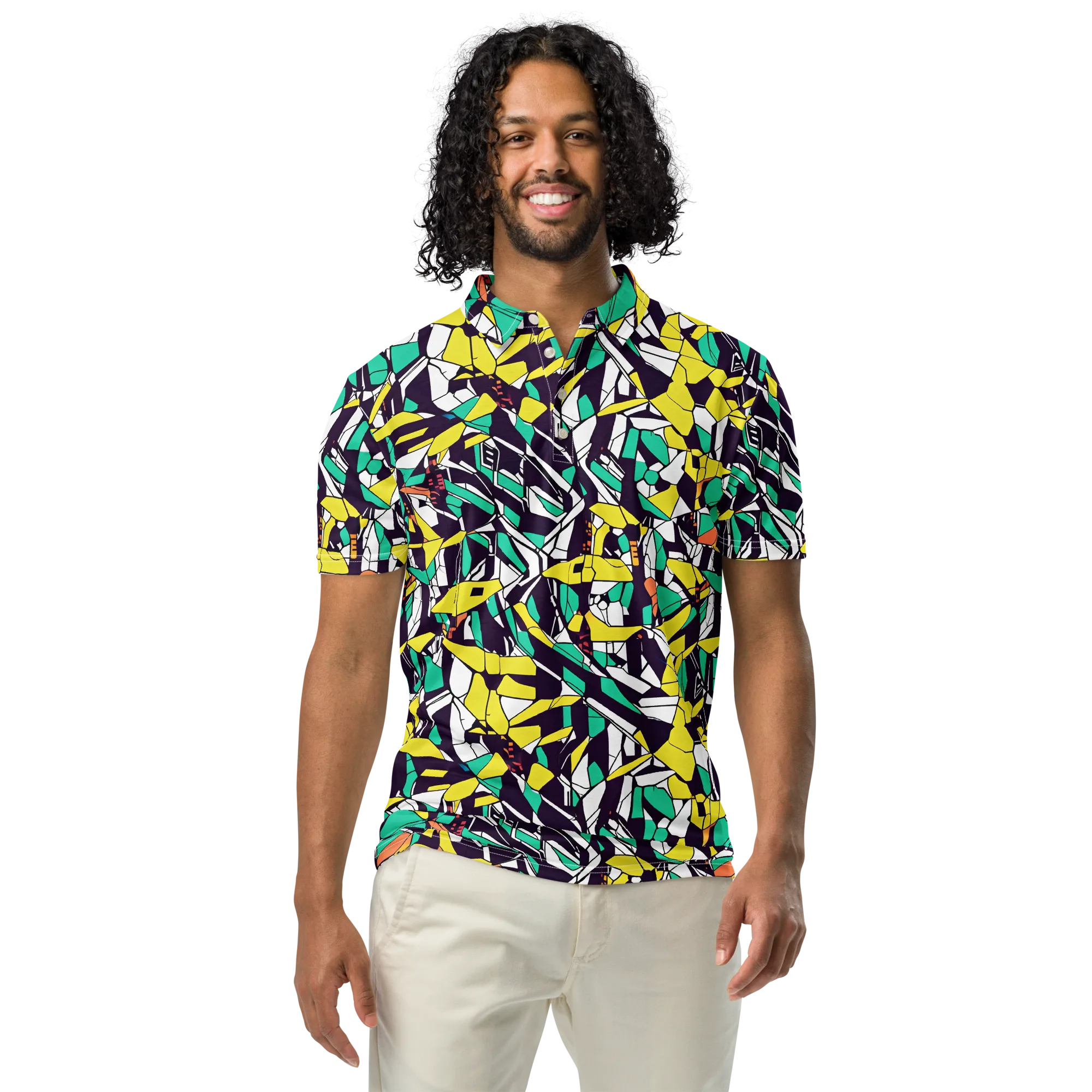 Electric Shards on Men's Slim Fit Polo Shirt — Front