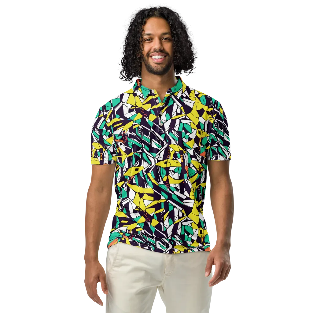Electric Shards on Men's Slim Fit Polo Shirt — Front