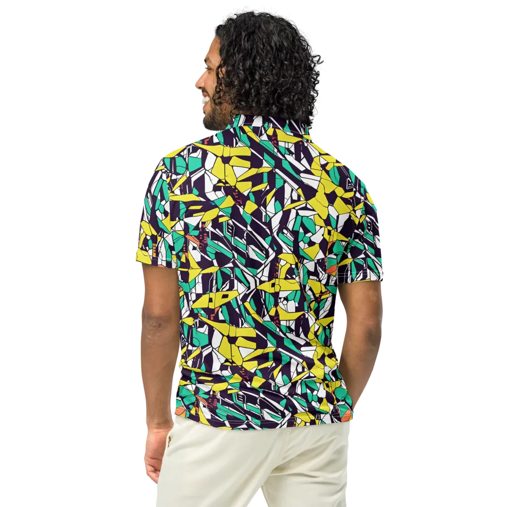 Electric Shards on Men's Slim Fit Polo Shirt — Back