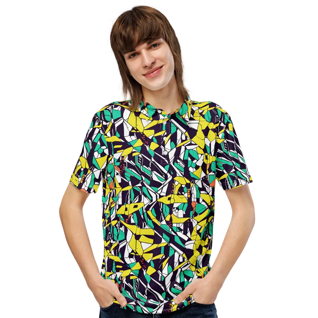 Electric Shards on Men's Slim Fit Polo Shirt — Front