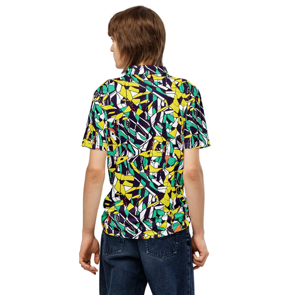 Electric Shards on Men's Slim Fit Polo Shirt — Back
