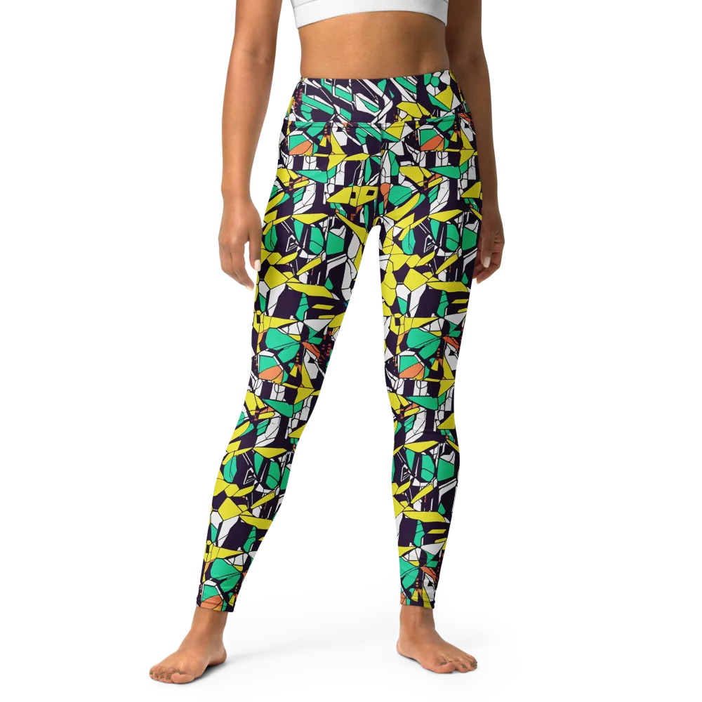 Electric Shards on Yoga Leggings — Front