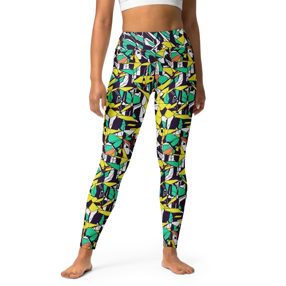Electric Shards on Yoga Leggings — Front