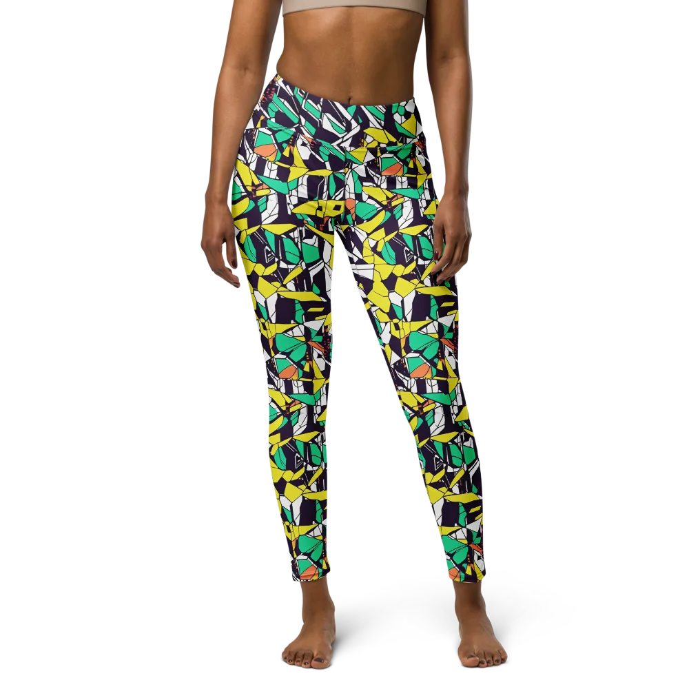Electric Shards on Yoga Leggings — Front