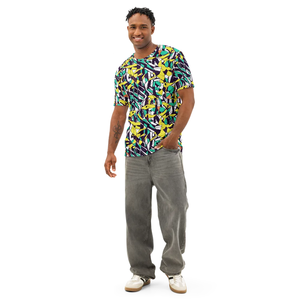Electric Shards on Men's Cotton Crew Neck T-Shirt — Front