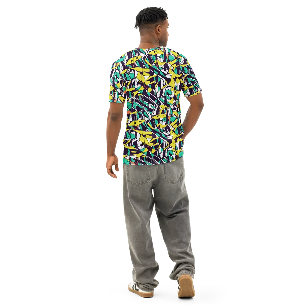 Electric Shards on Men's Cotton Crew Neck T-Shirt — Back