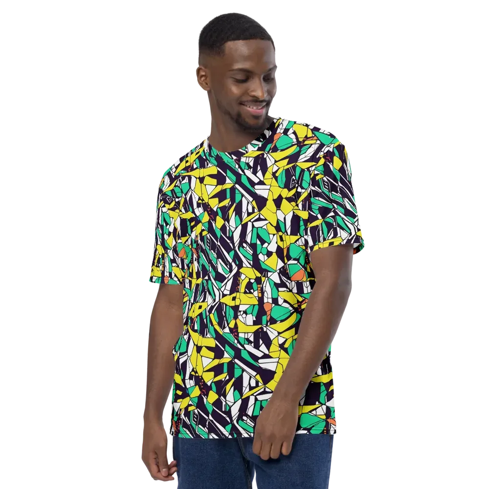 Electric Shards on Men's Crew Neck T-Shirt — Left