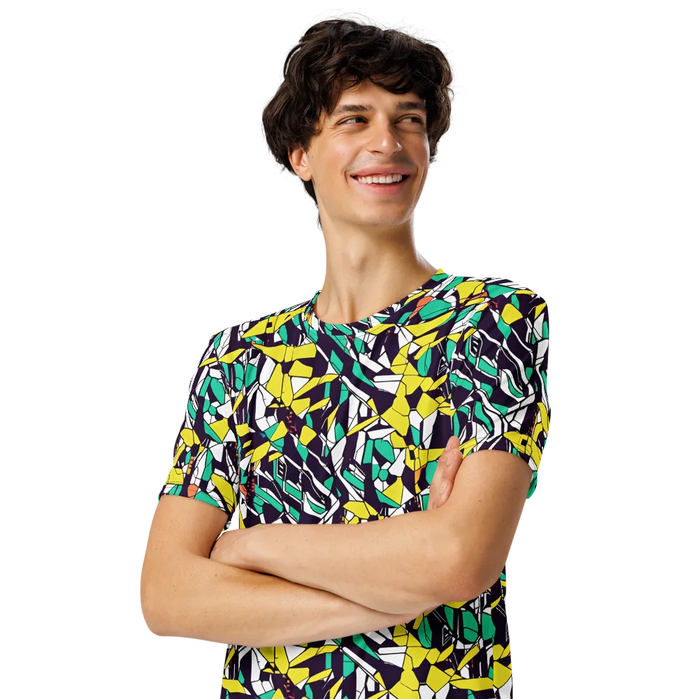 Electric Shards on Men's Crew Neck T-Shirt — Left Front