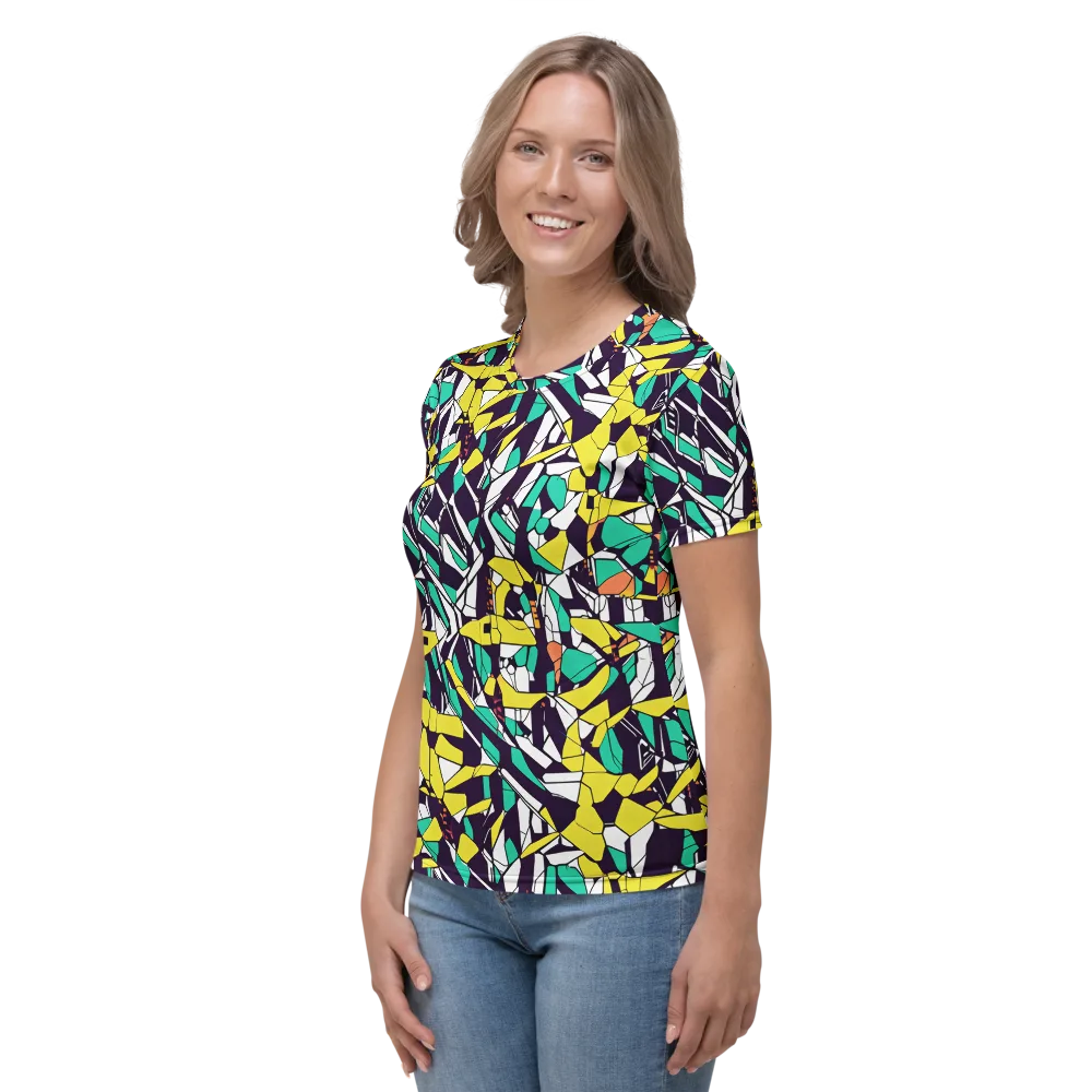 Electric Shards on Women's Crew Neck T-Shirt — Left