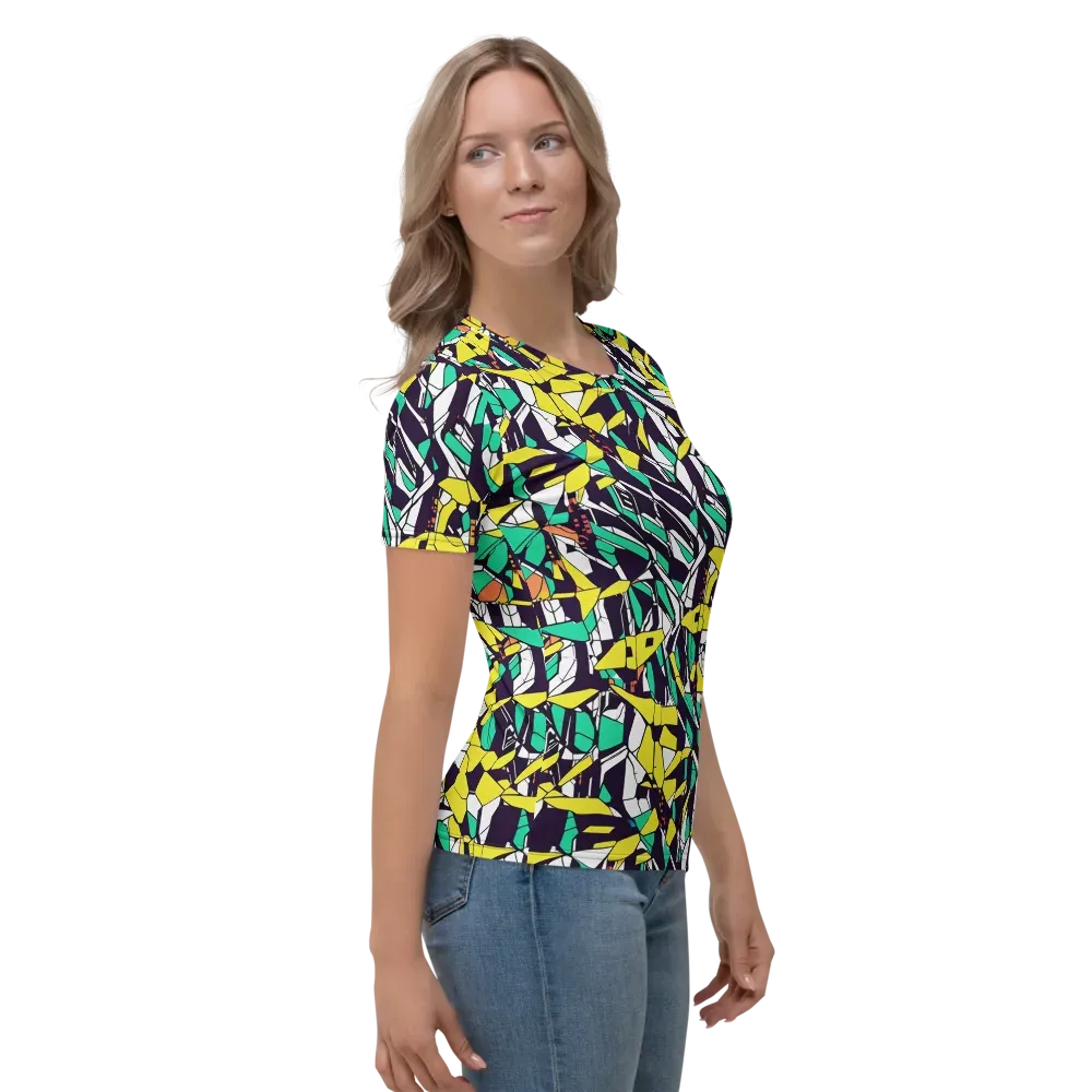 Electric Shards on Women's Crew Neck T-Shirt — Right