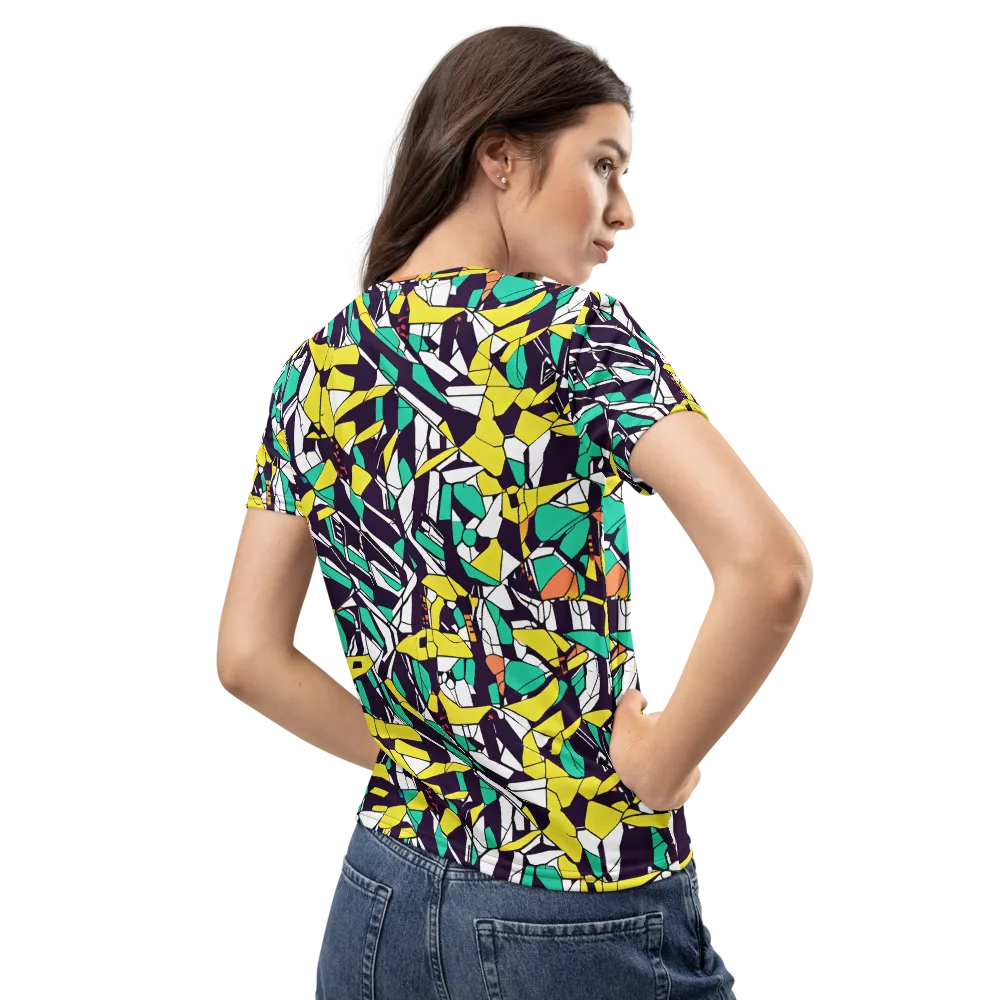 Electric Shards on Women's Crew Neck T-Shirt — Back