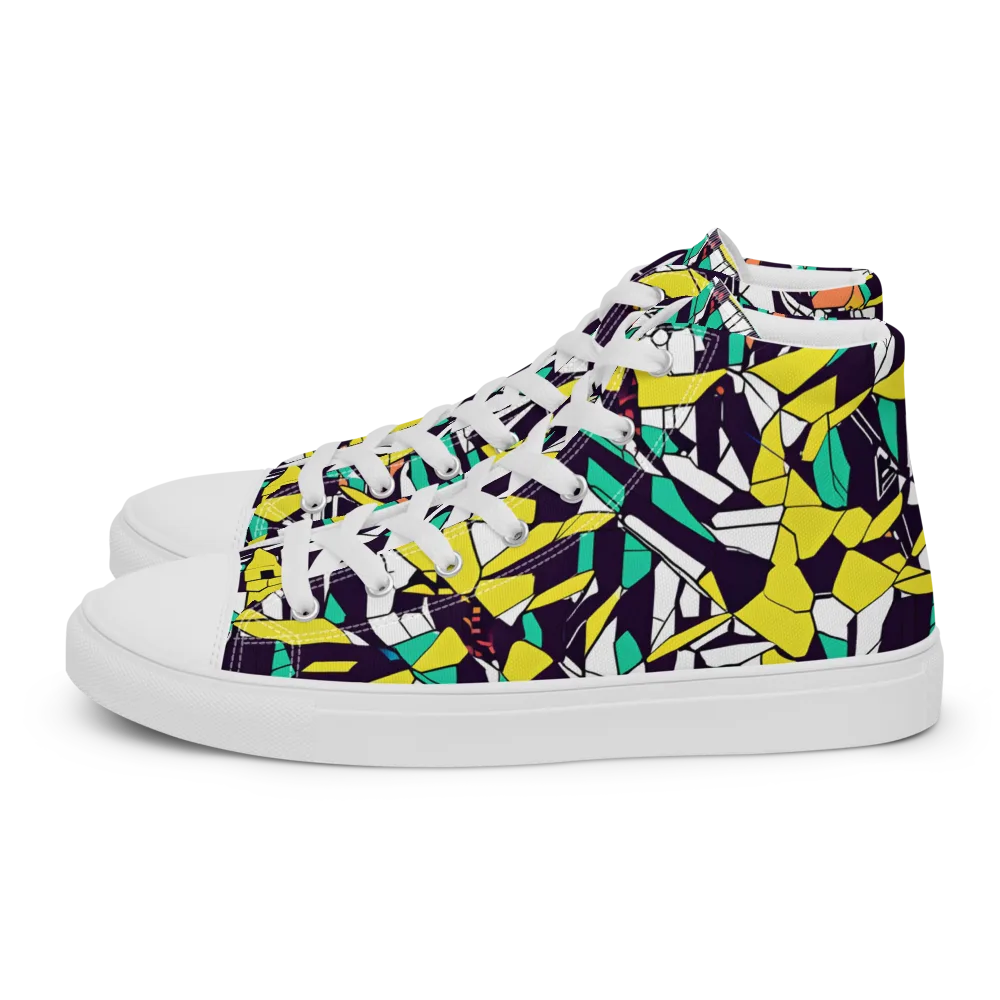Electric Shards on Women's High Top Canvas Shoes — Left
