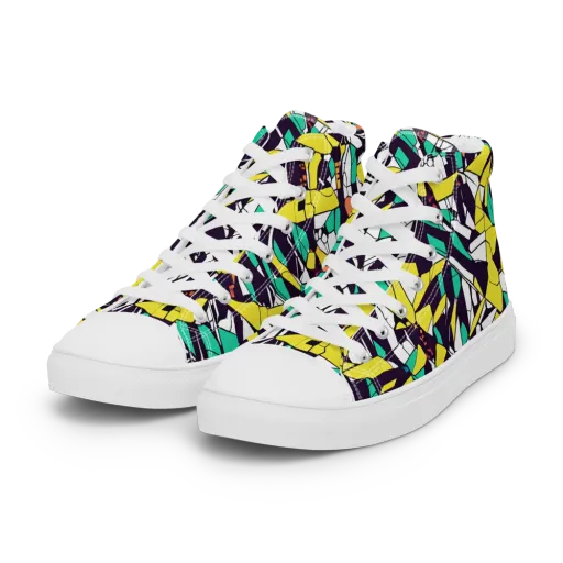 Electric Shards on a Women's High Top Canvas Shoes