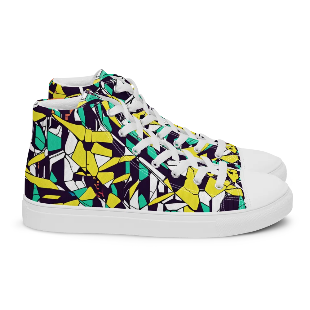 Electric Shards on Women's High Top Canvas Shoes — Right
