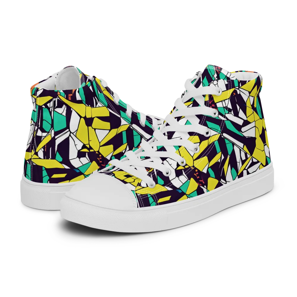 Electric Shards on Women's High Top Canvas Shoes — Left