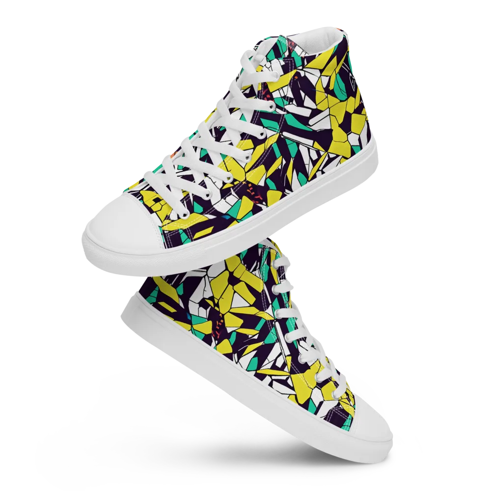 Electric Shards on Women's High Top Canvas Shoes — Front