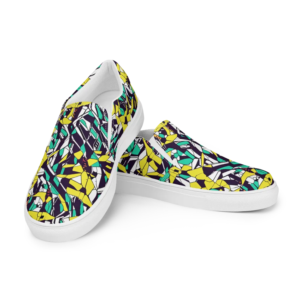 Electric Shards on Men's Slip-On Canvas Shoes — Left Front