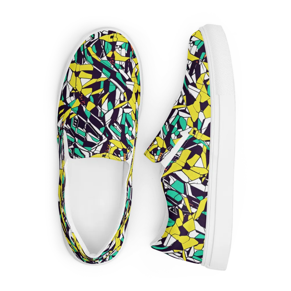 Electric Shards on Men's Slip-On Canvas Shoes — Front