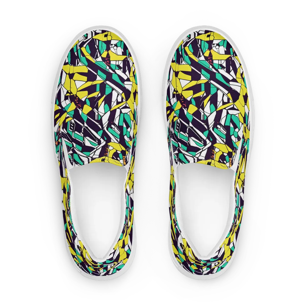 Electric Shards on Women's Slip-On Canvas Shoes — Front