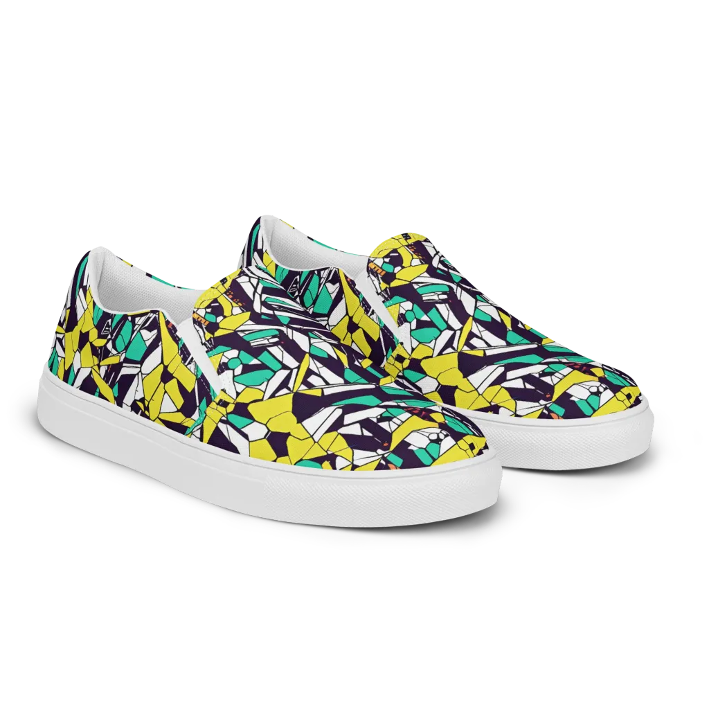 Electric Shards on Women's Slip-On Canvas Shoes — Right Front