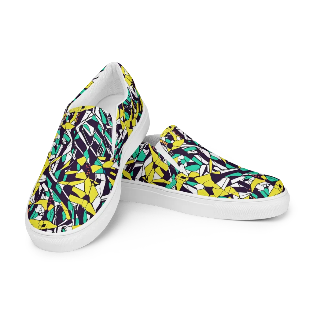 Electric Shards on Women's Slip-On Canvas Shoes — Left Front