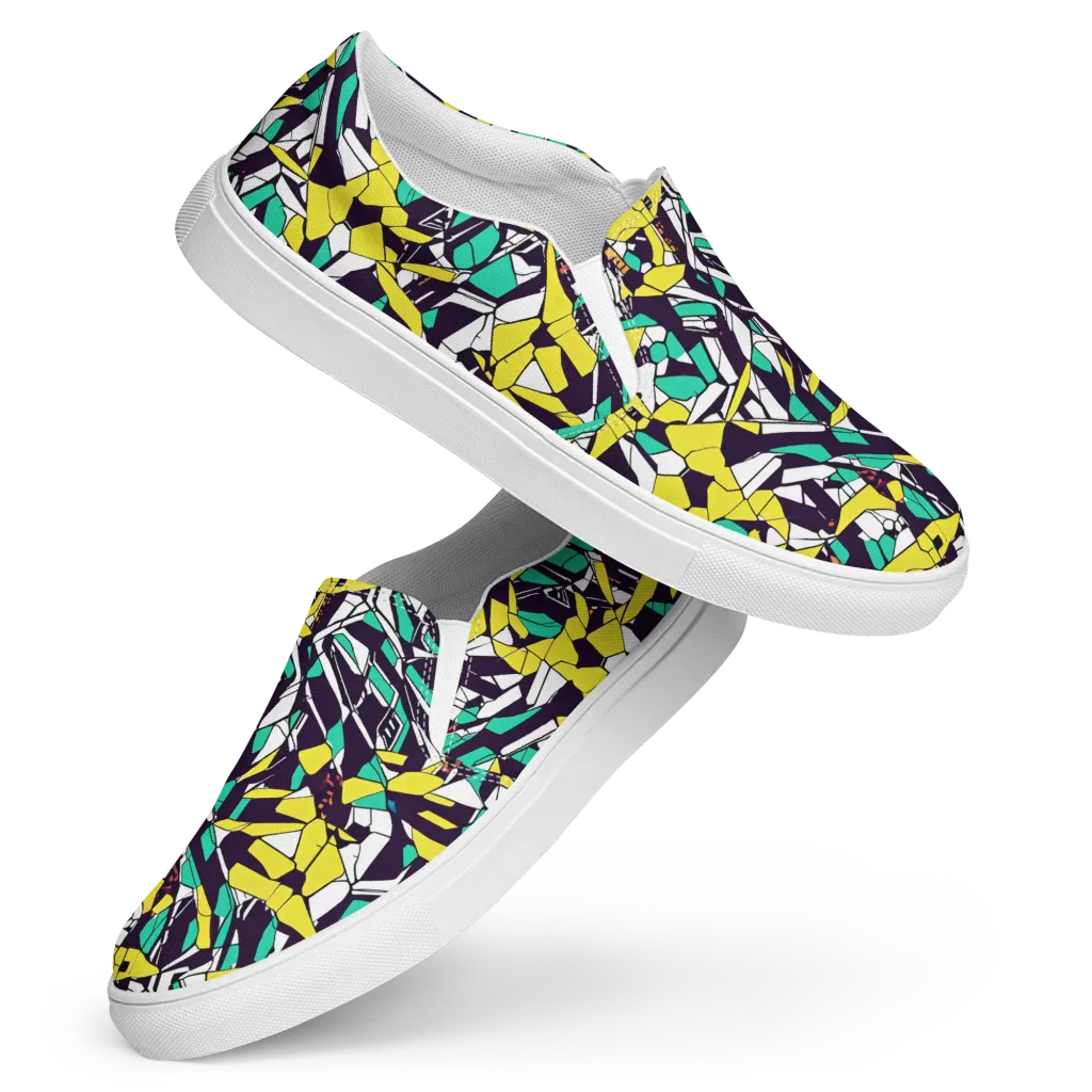 Electric Shards on Women's Slip-On Canvas Shoes — Front
