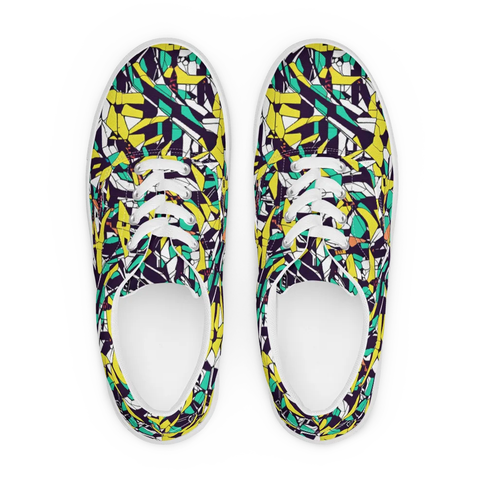 Electric Shards on Men's Lace-Up Canvas Shoes — Front
