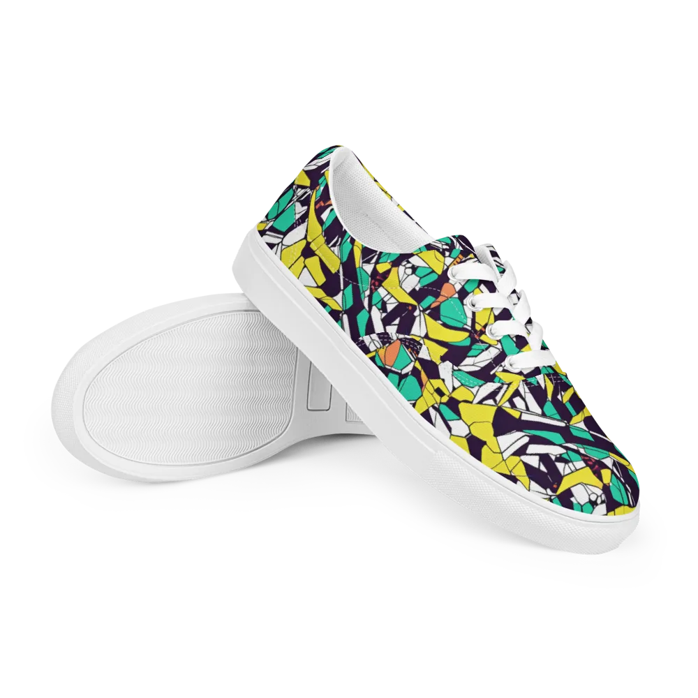 Electric Shards on Men's Lace-Up Canvas Shoes — Right Front