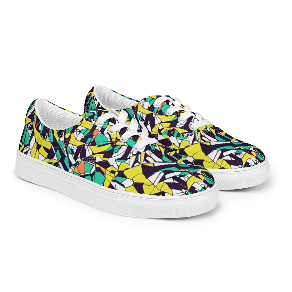 Electric Shards on Men's Lace-Up Canvas Shoes — Right Front