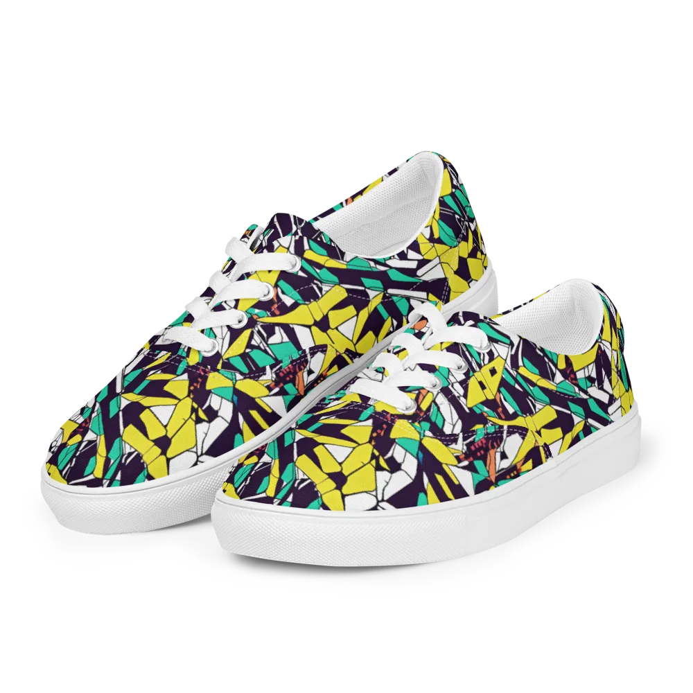 Electric Shards on Men's Lace-Up Canvas Shoes — Left Front