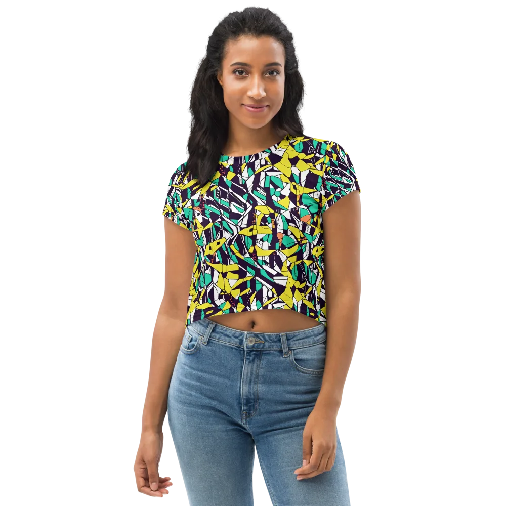 Electric Shards on Crop Tee — Front