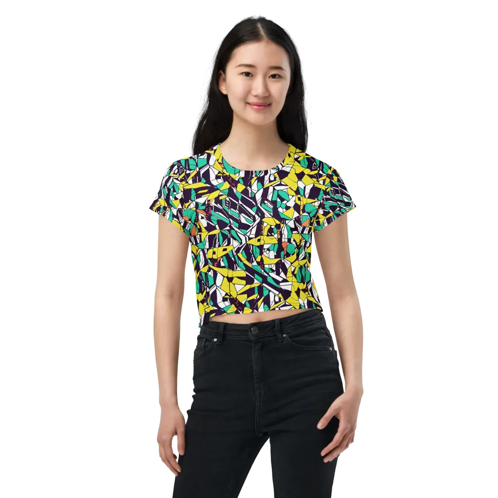 Electric Shards on Crop Tee — Front