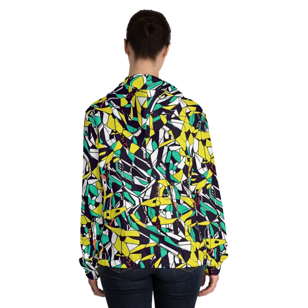 Electric Shards on Women's Full-Zip Hoodie — Back On Person