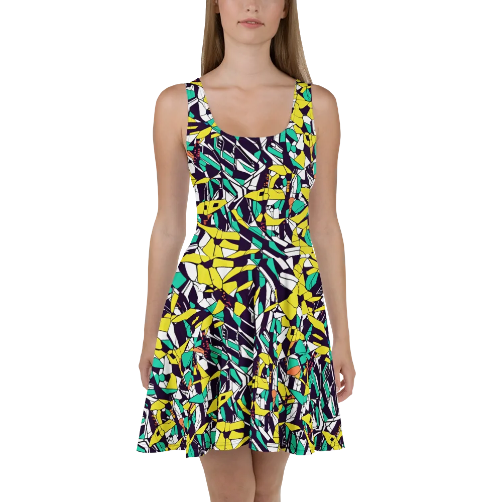 Electric Shards on Skater Dress — Front